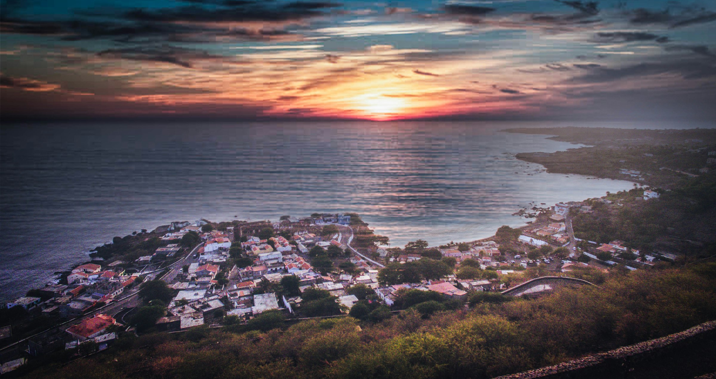 Cidade Velha, ilha de Santiago, ao crepúsculo — Património Mundial da UNESCO